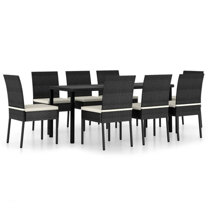 Set da Pranzo da Giardino 9 pz in Polyrattan Nero | homemem39
