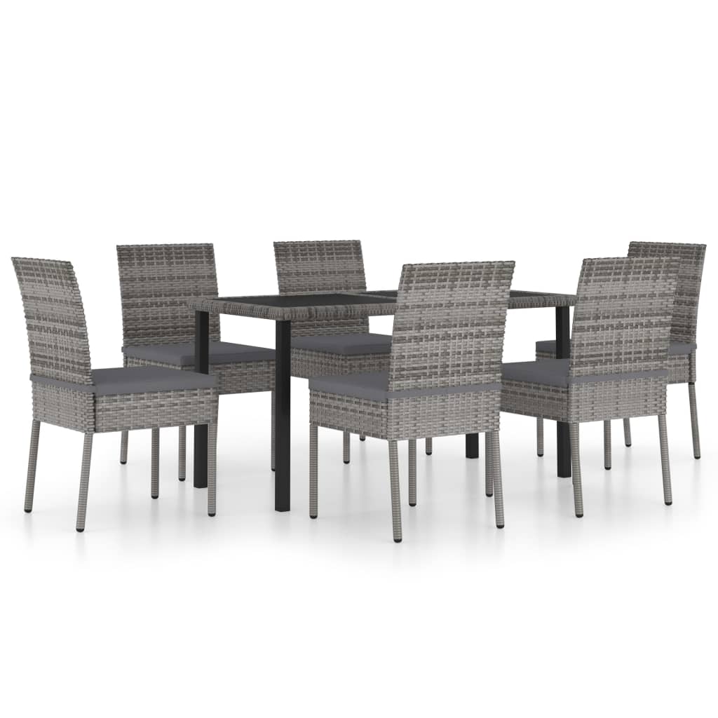 Set da Pranzo da Giardino 7 pz in Polyrattan Grigio - homemem39