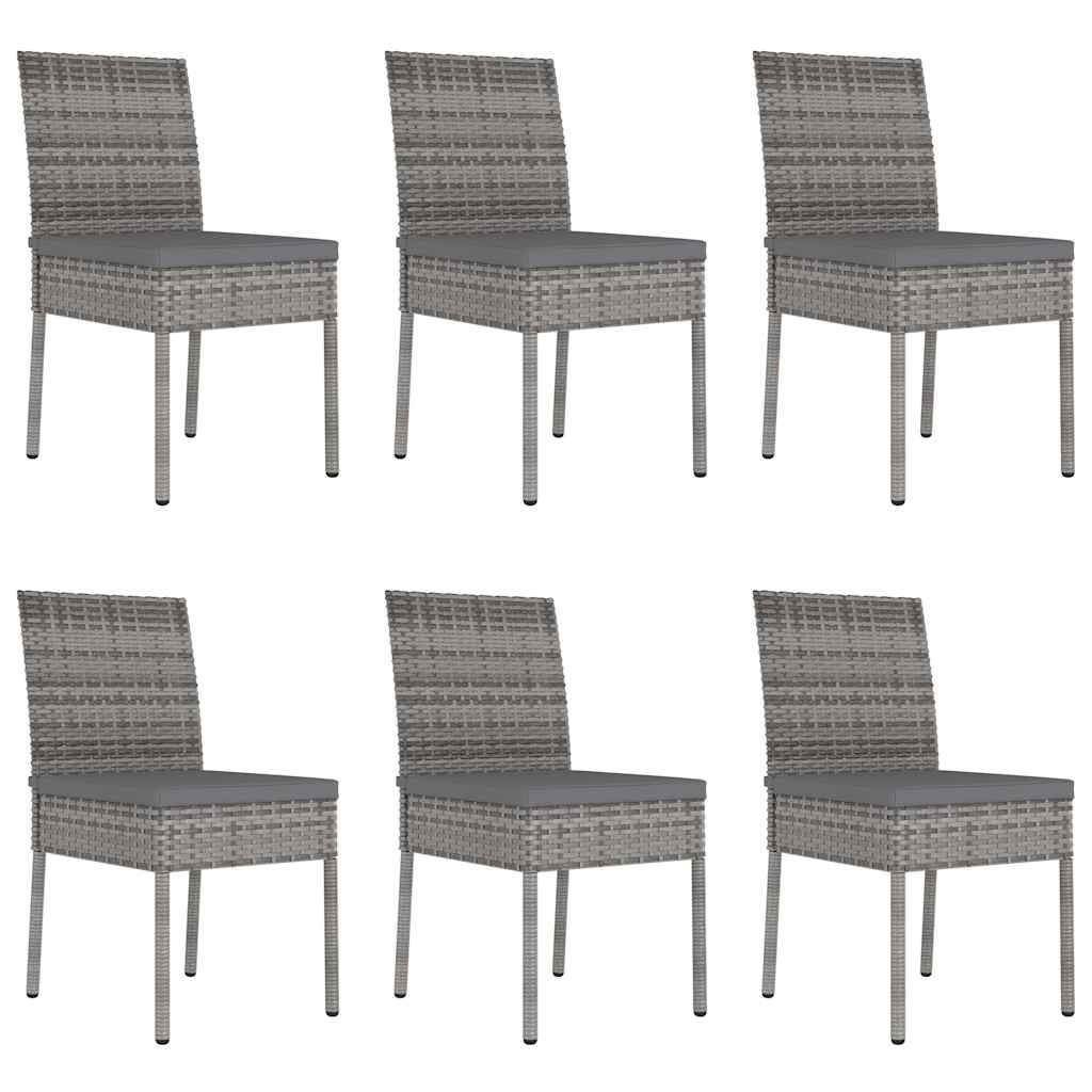Set da Pranzo da Giardino 7 pz in Polyrattan Grigio
