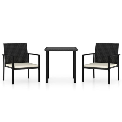 Set da Pranzo da Giardino 3 pz in Polyrattan Nero