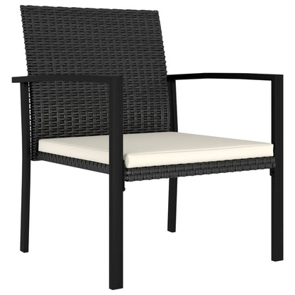 Set da Pranzo da Giardino 3 pz in Polyrattan Nero
