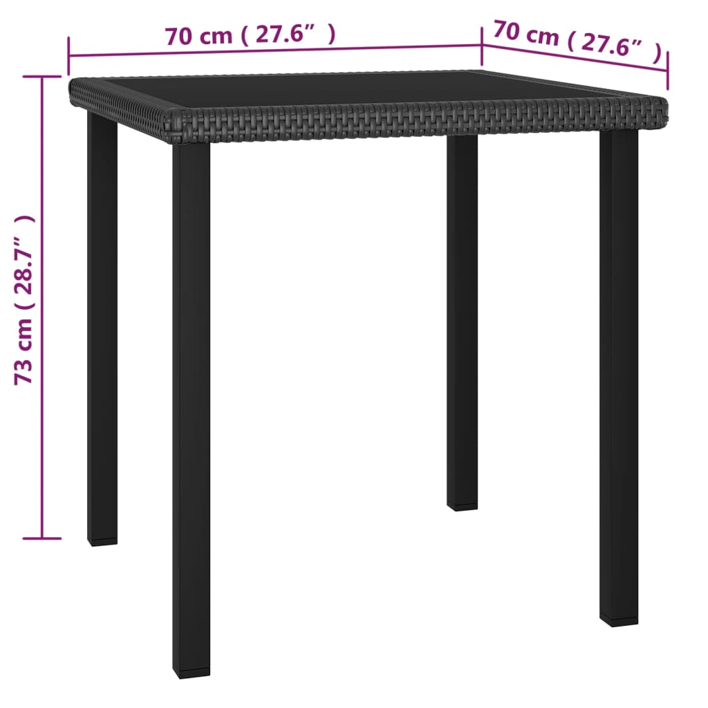 Set da Pranzo da Giardino 3 pz in Polyrattan Nero | homemem39