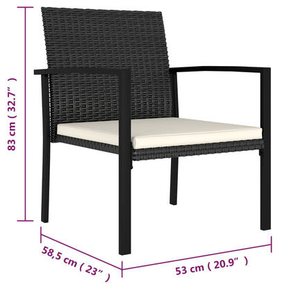 Set da Pranzo da Giardino 3 pz in Polyrattan Nero | homemem39