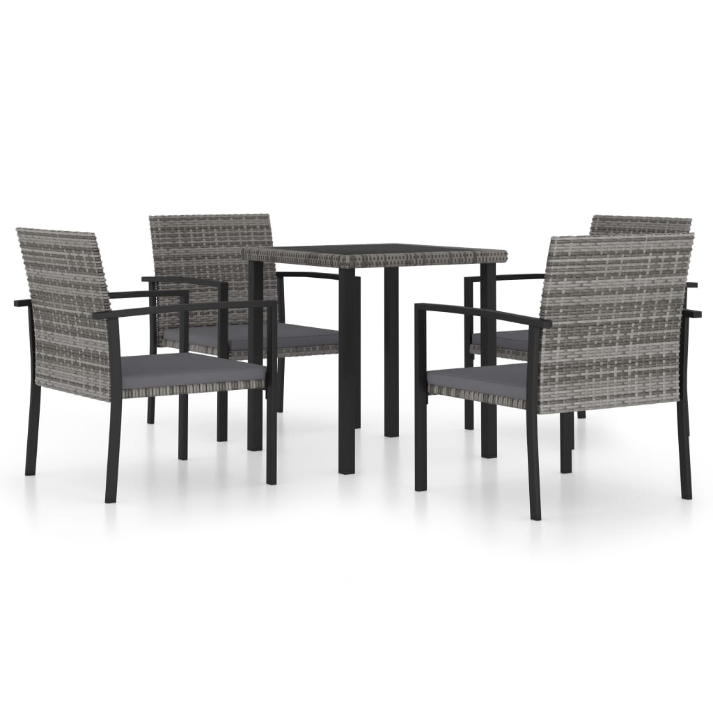Set da Pranzo da Giardino 5 pz in Polyrattan Grigio - homemem39