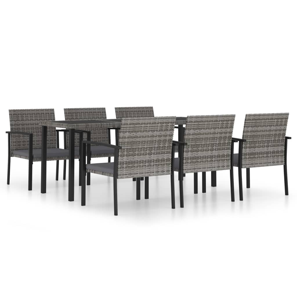 Set da Pranzo da Giardino 7 pz in Polyrattan Grigio - homemem39