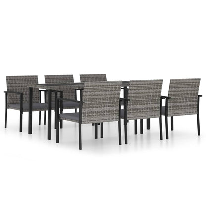 Set da Pranzo da Giardino 7 pz in Polyrattan Grigio - homemem39