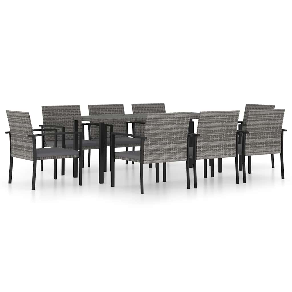 Set da Pranzo da Giardino 9 pz in Polyrattan Grigio - homemem39