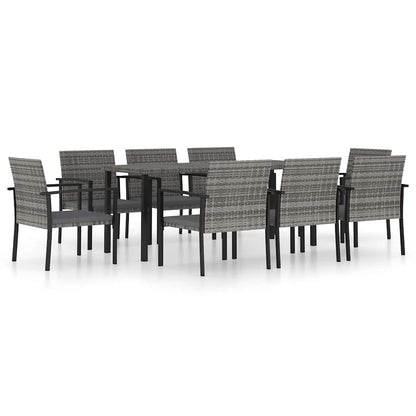 Set da Pranzo da Giardino 9 pz in Polyrattan Grigio - homemem39