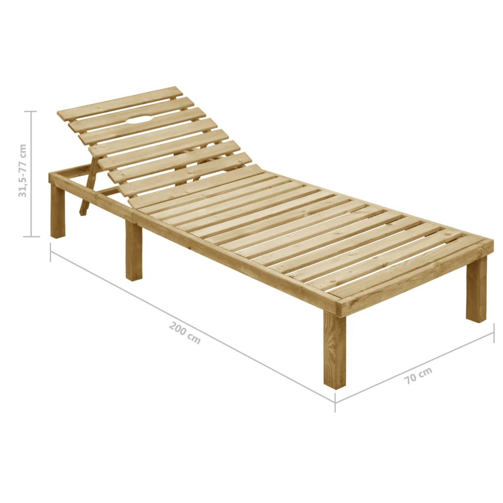 Lettino da Giardino con Cuscino Blu Legno Pino Impregnato