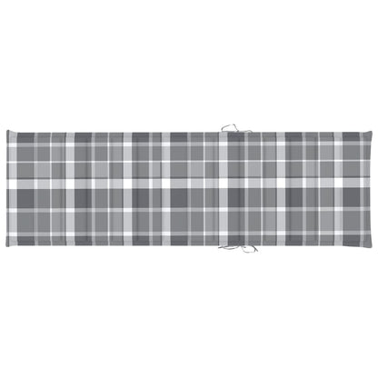 Lettino da Giardino con Cuscino Tartan Grigio Pino Impregnato