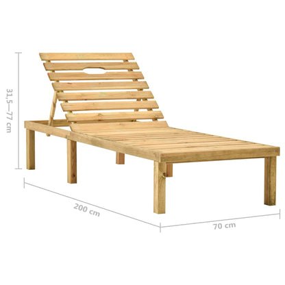 Garden lounger with coffee table and cushion in impregnated pine wood