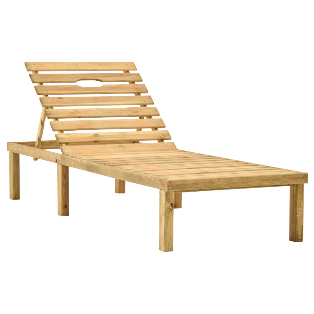 Garden lounger with coffee table and cushion in impregnated pine wood