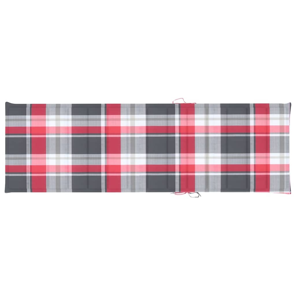 Lettino da Giardino con Cuscino Tartan Rosso in Pino Impregnato - homemem39