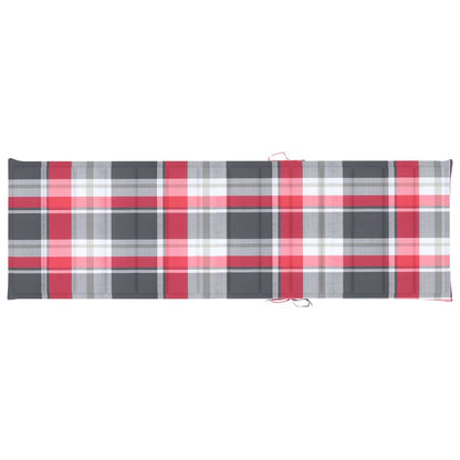 Lettino da Giardino con Cuscino Tartan Rosso in Pino Impregnato - homemem39