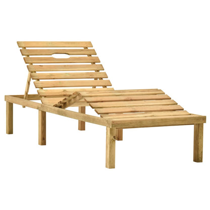 Garden lounger with coffee table and cushion in impregnated pine wood