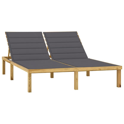 Double Sun Lounger and Anthracite Cushions in Impregnated Pine