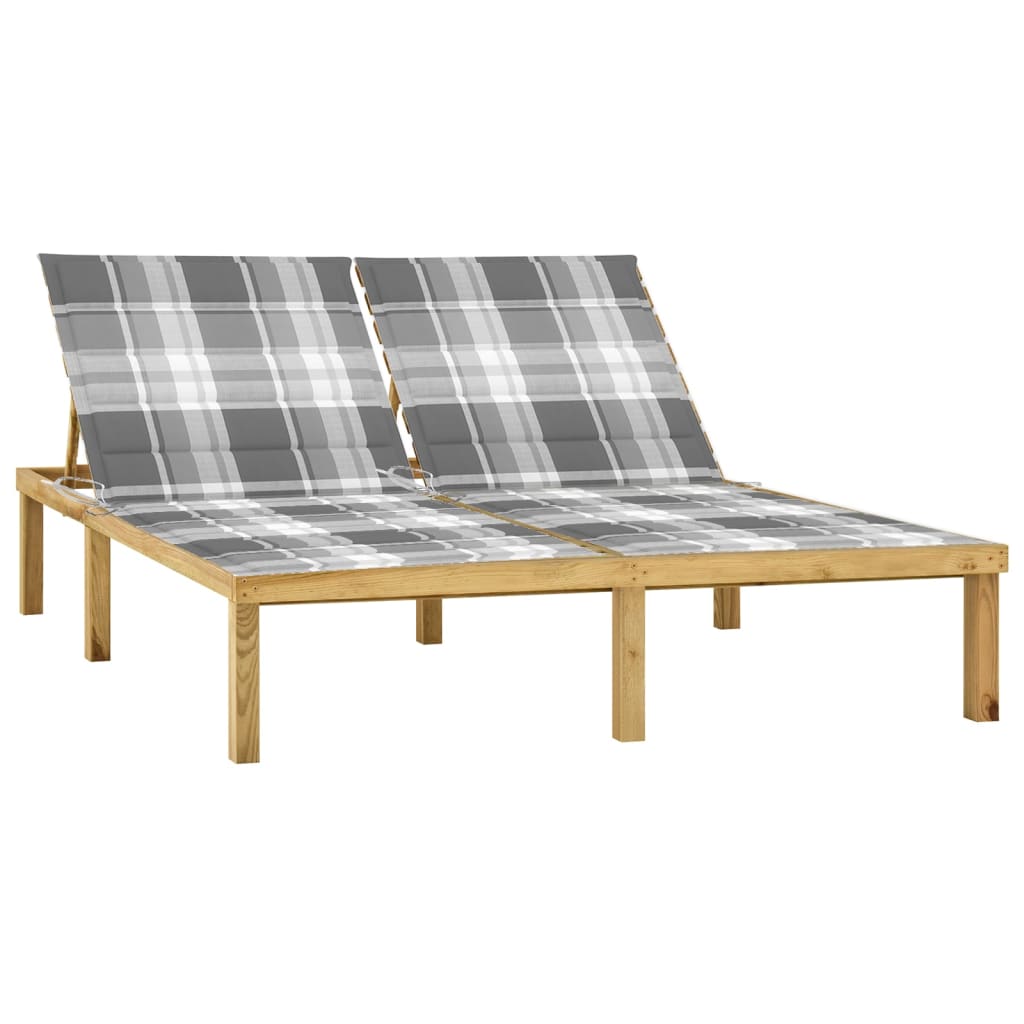 Double Sun Lounger with Impregnated Pine Cushions