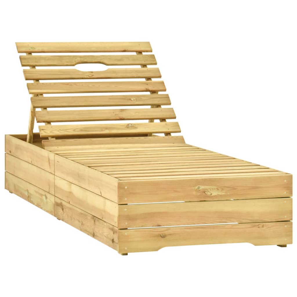 Lettino da Giardino con Cuscino Antracite Legno Pino Impregnato