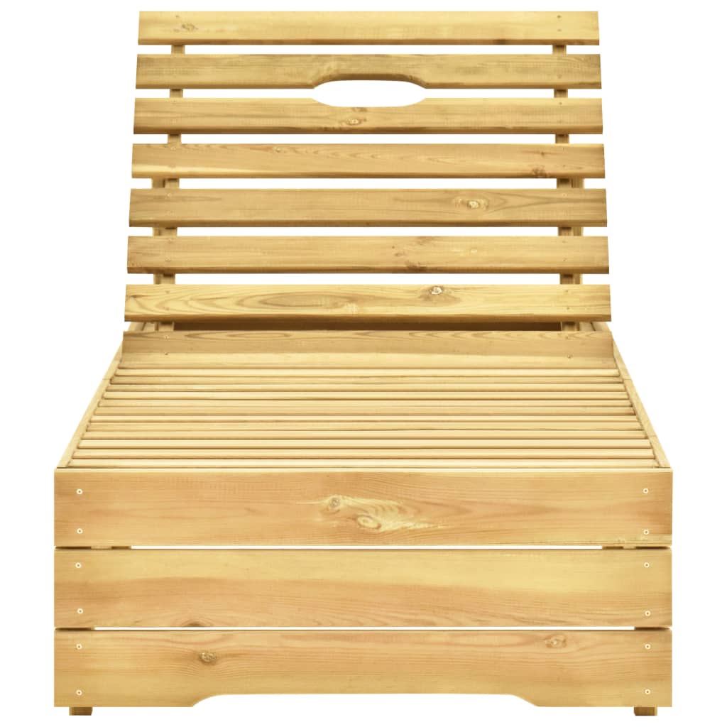 Lettino da Giardino con Cuscino Beige Legno Pino Impregnato