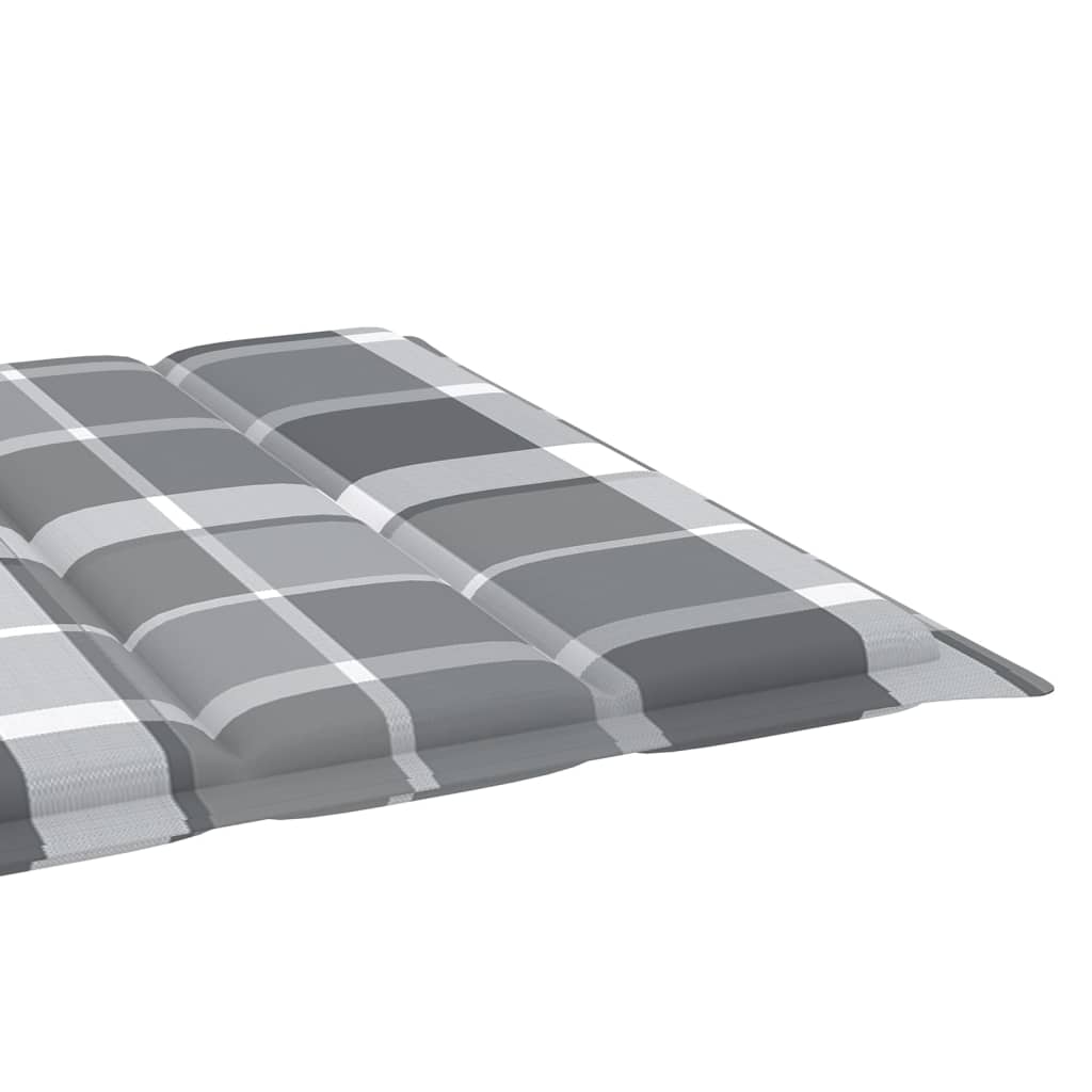 Lettino Prendisole con Cuscino Tartan Grigio in Pino Impregnato