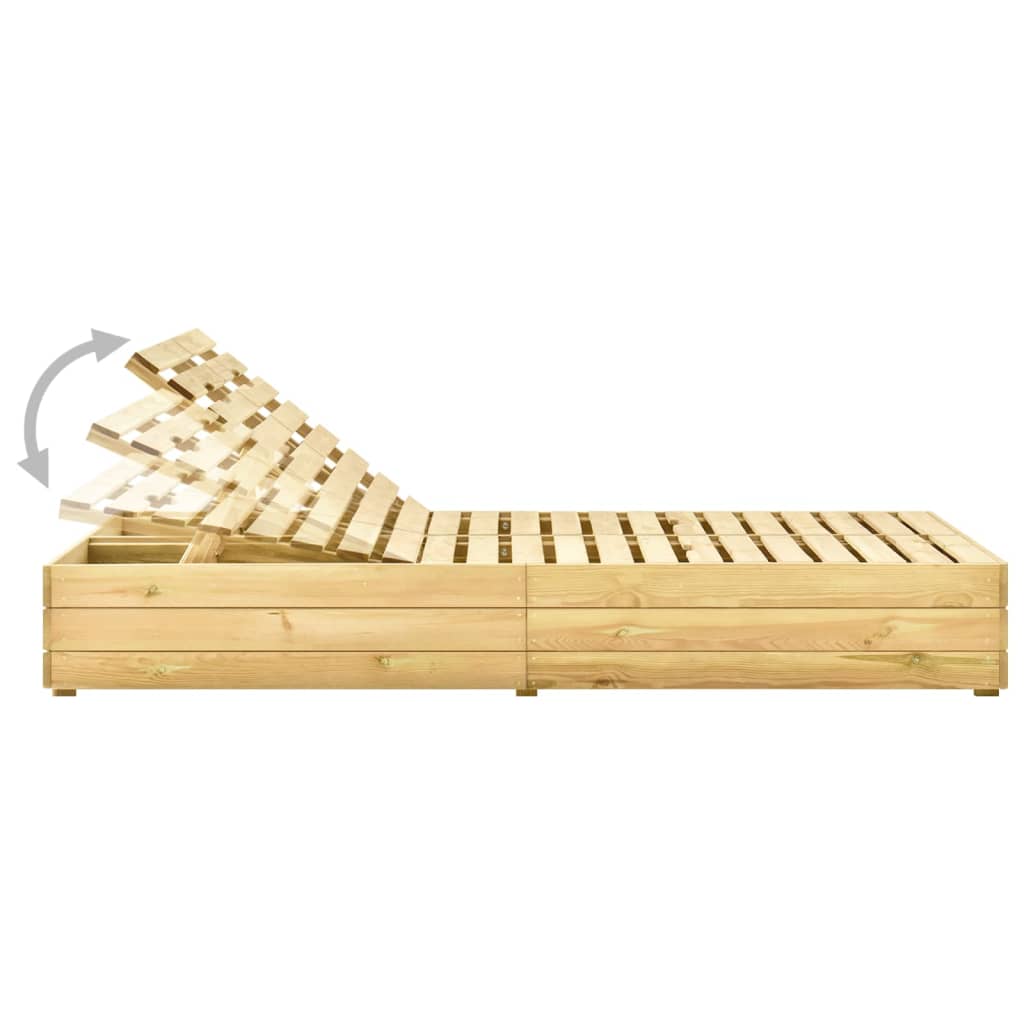 Double Sun Lounger with Cream Cushions in Impregnated Pine