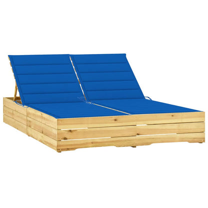 Double Sun Lounger and Royal Blue Impregnated Pine Cushions