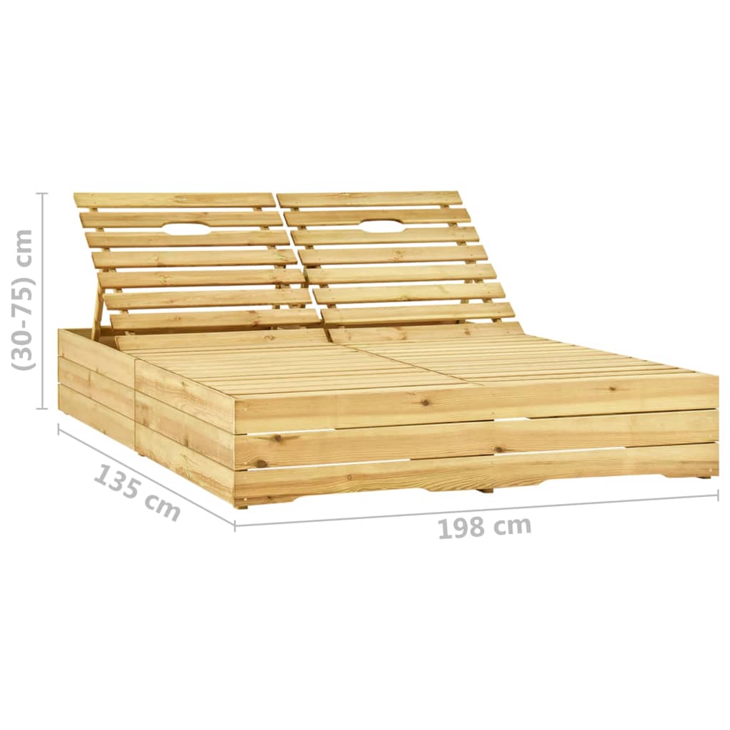 Double Sun Lounger with Impregnated Pine Cushions