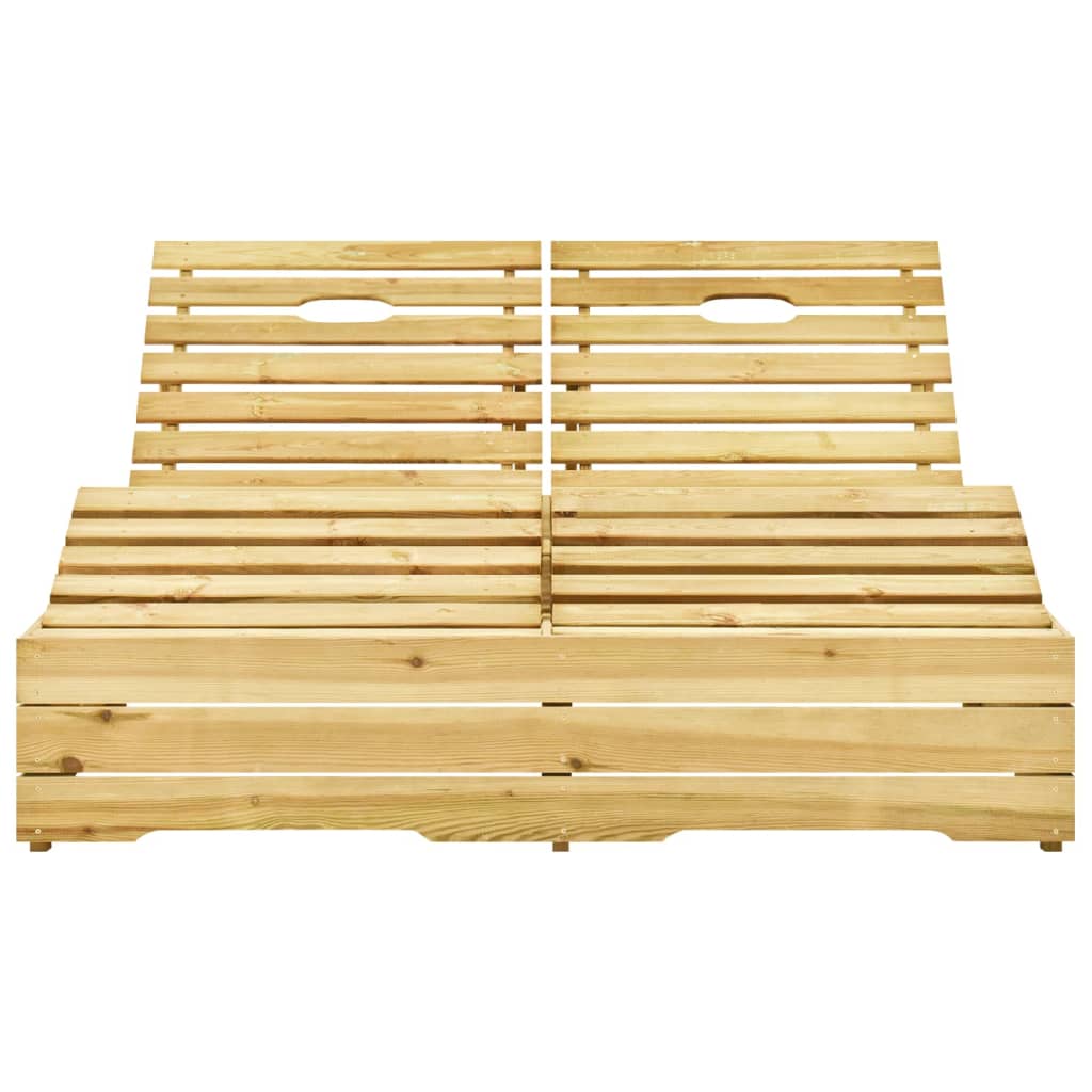 Double Sun Lounger and Gray Cushions in Impregnated Pine