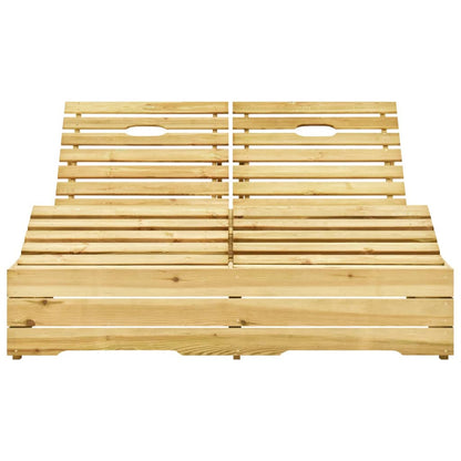 Double Sun Lounger with Cream Cushions in Impregnated Pine