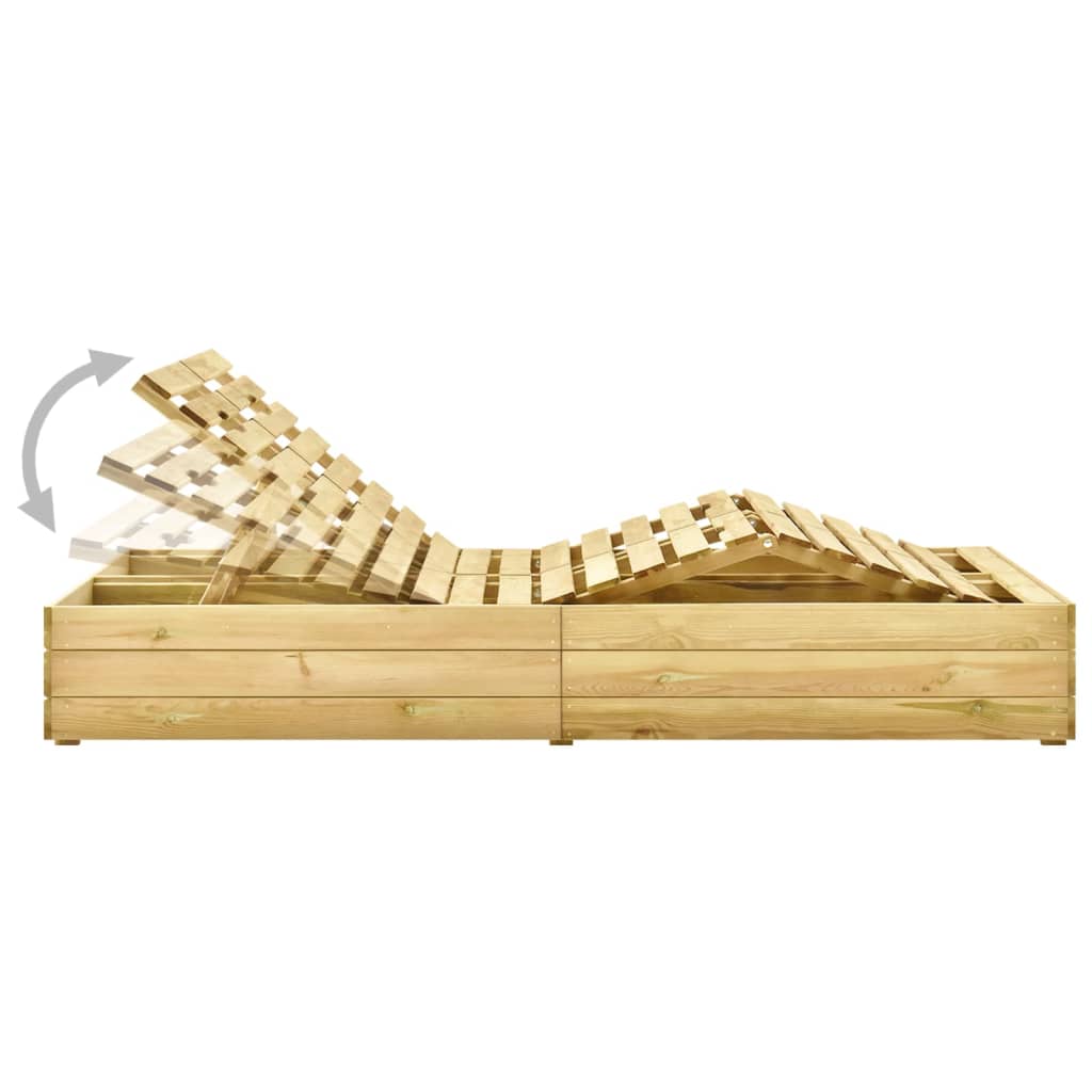 Lettino Prendisole Doppio con Cuscini in Pino Impregnato