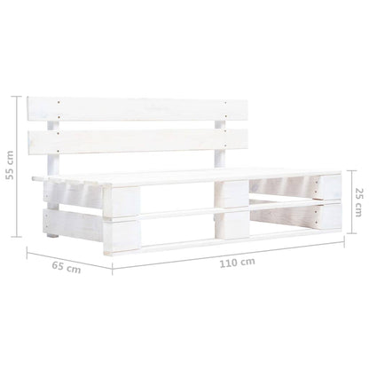 Divano Centrale Giardino su Pallet Bianco Legno Pino Impregnato