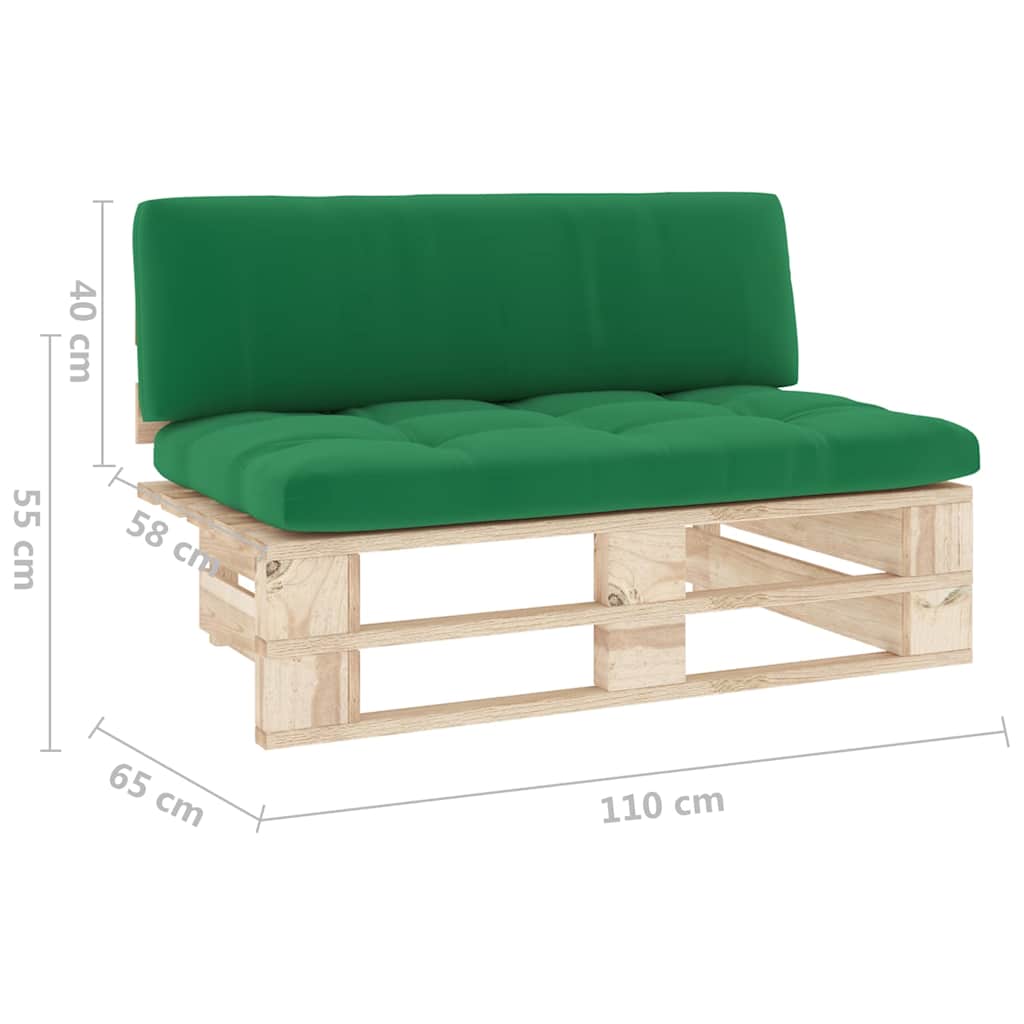 Divano Centrale Giardino su Pallet in Legno di Pino Impregnato