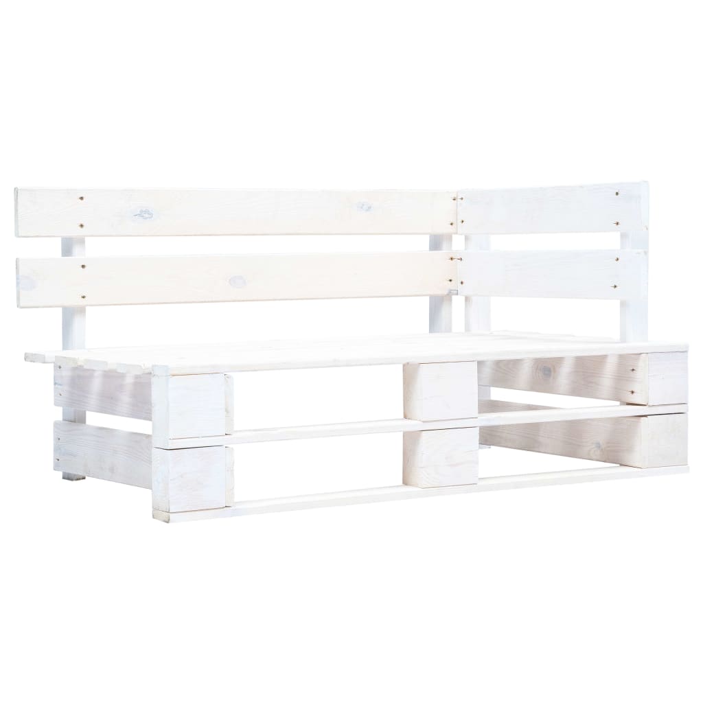 Divano Angolare da Giardino Pallet Legno Pino Impregnato Bianco | homemem39