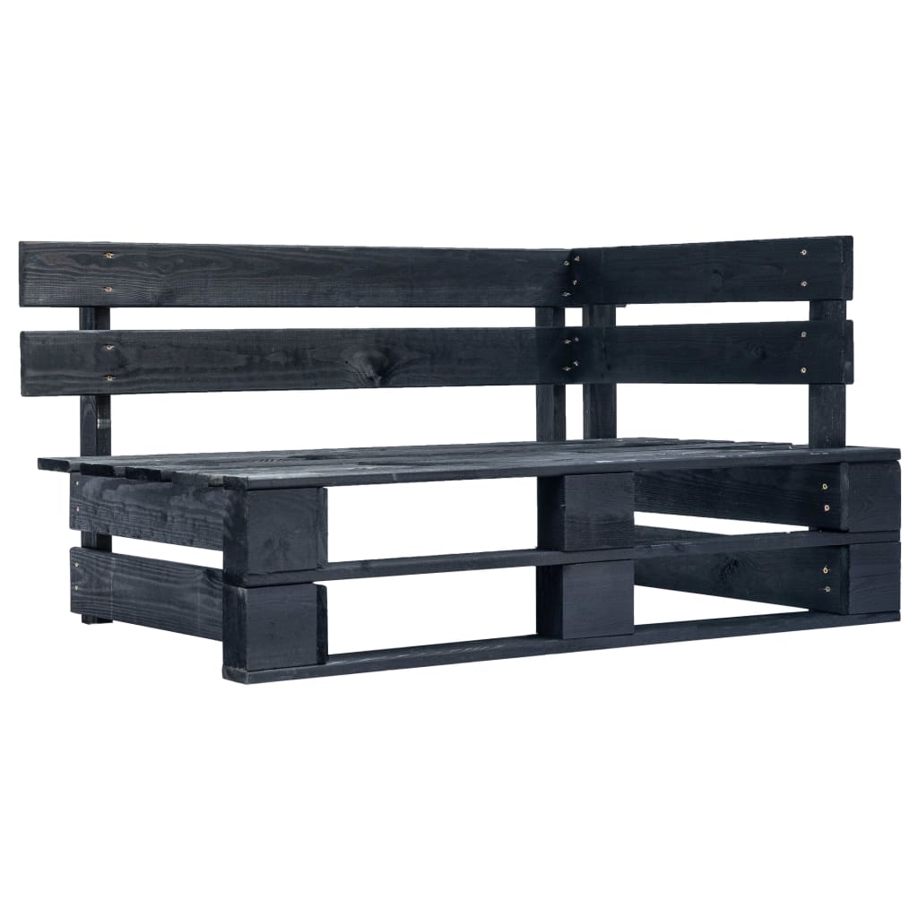 Divano Angolare da Giardino Pallet Legno Pino Impregnato Nero | homemem39