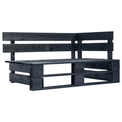 Divano Angolare da Giardino Pallet Legno Pino Impregnato Nero | homemem39