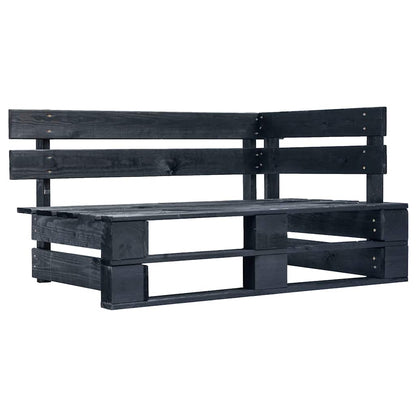 Set Divani in Pallet con Cuscini 6 pz in Pino Impregnato Nero | homemem39