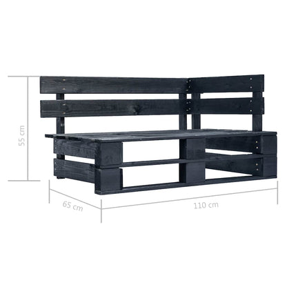 Set Divani in Pallet con Cuscini 6 pz in Pino Impregnato Nero | homemem39