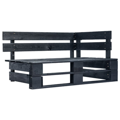 Set Divani in Pallet con Cuscini 6 pz in Pino Impregnato Nero | homemem39