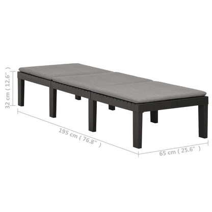 Lettino Prendisole con Cuscino in Plastica Antracite - homemem39