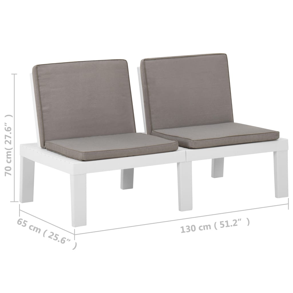 Panchina da Giardino con Cuscino in Plastica Bianca | homemem39