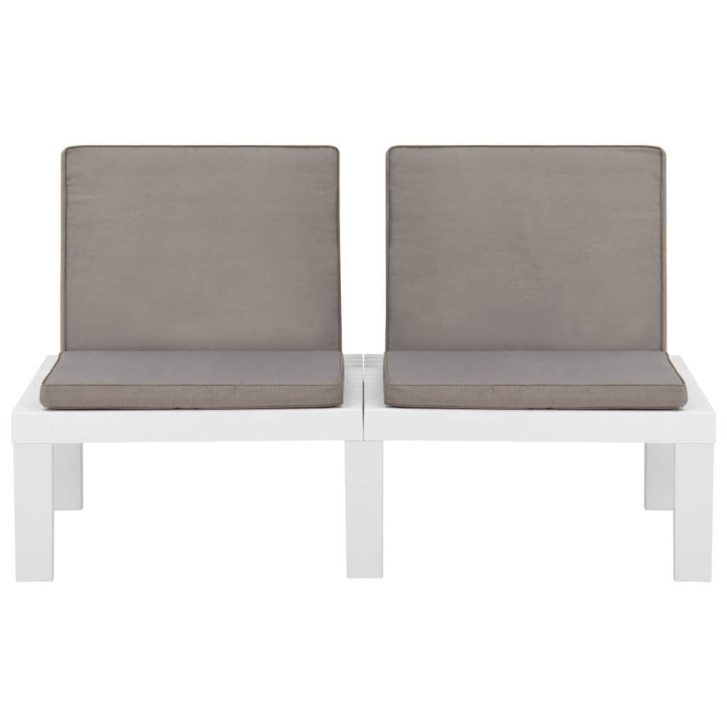 Set Divani da Giardino con Cuscini 2 pz in Plastica Bianco