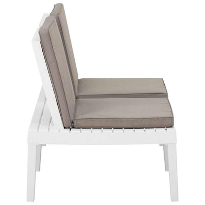 Set Divani da Giardino con Cuscini 2 pz in Plastica Bianco