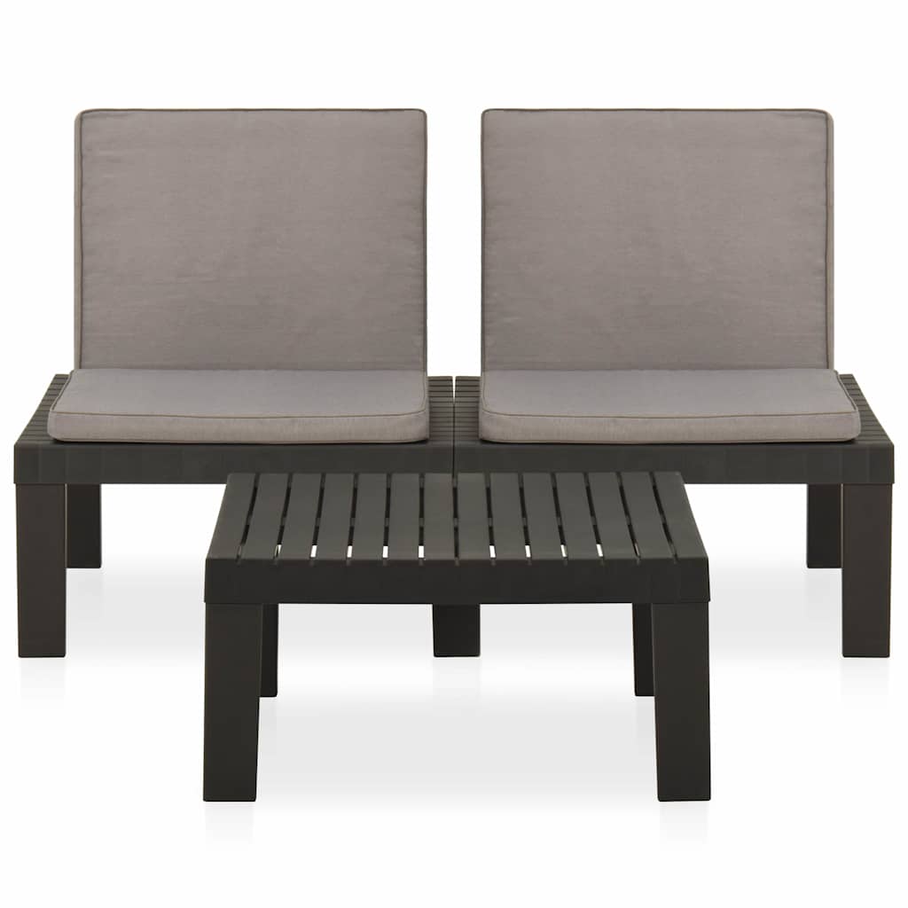 Set Divani da Giardino con Cuscini 2 pz in Plastica Grigio