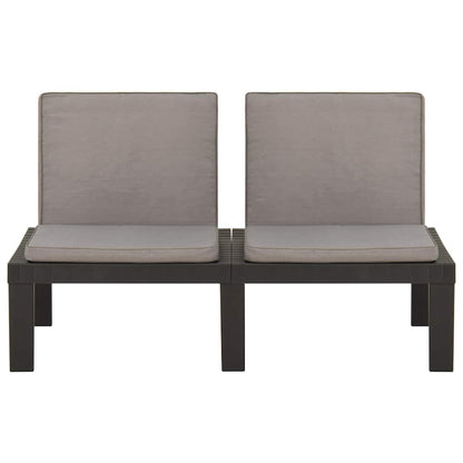 Set Divani da Giardino con Cuscini 2 pz in Plastica Grigio