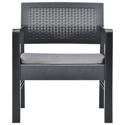 Set Divani da Giardino con Cuscini 3 pz in Plastica Grigio - homemem39