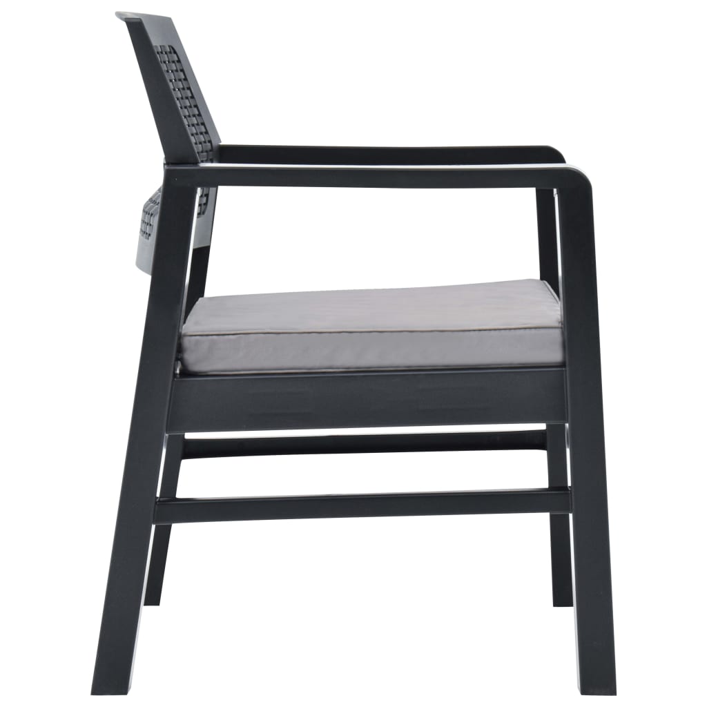 Set Divani da Giardino con Cuscini 3 pz in Plastica Grigio - homemem39