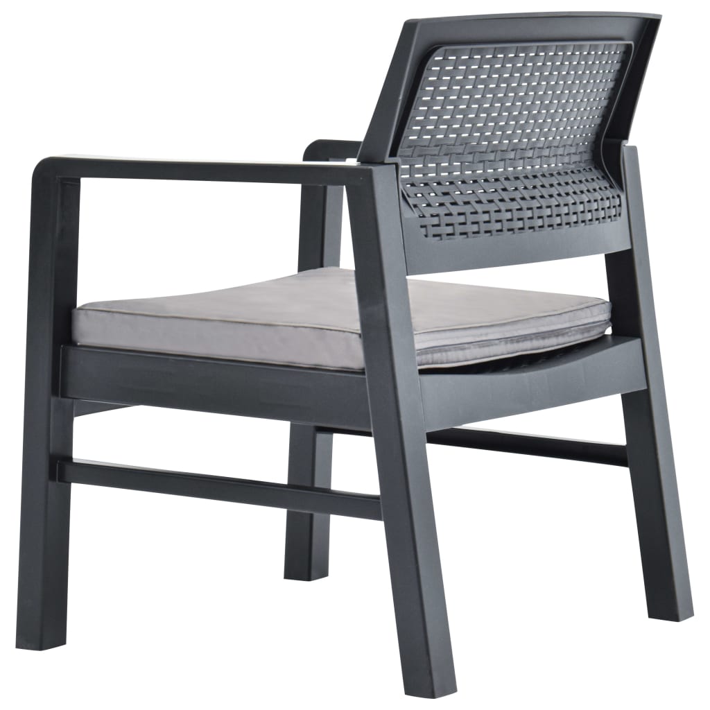Set Divani da Giardino con Cuscini 3 pz in Plastica Grigio | homemem39