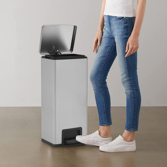 Pattumiera a Pedale Anti-Impronte 30 L Argento in Acciaio Inox - homemem39