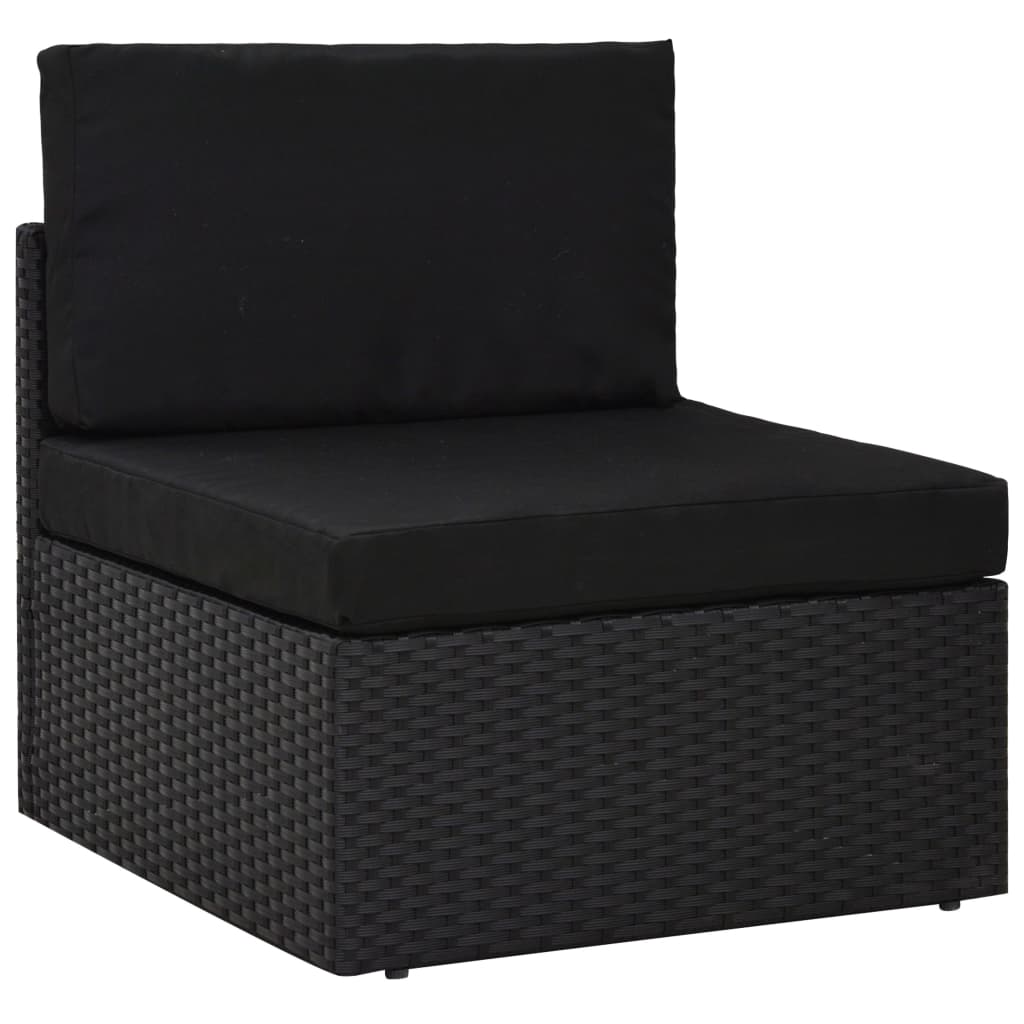 Set Divani da Giardino 6 pz con Cuscini in Polyrattan Nero | homemem39