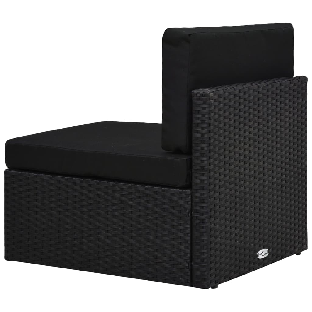 Set Divani da Giardino 6 pz con Cuscini in Polyrattan Nero | homemem39
